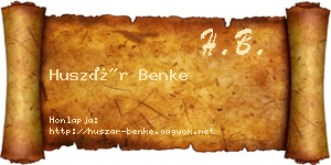 Huszár Benke névjegykártya